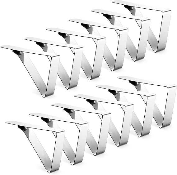 Ponure 12 Pack Tablecloth Clips - Heavy Duty Picnic Table Clips, Stainless Steel Table Cloth Cover Clamps, Table Cloth Holders Ideal for Restaurant Picnics Marquees Weddings Graduation Party
