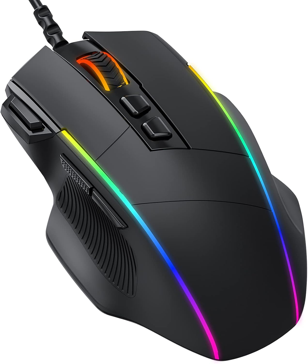 Dacoity Gaming Mouse with 8 Programmable Buttons and Adjustable 8000 DPI RGB Lighting PC Mouse with Cable USB Wired Mouse with Fire Button Ergonomic for MMO FPS MOBA Windows PC Mac