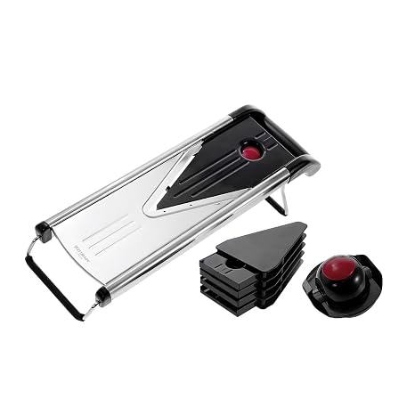 Westmark 11302260 V Blade Mandoline Slicer, 5 in 1 Multifunctional Mandoline Slicer with Stainless Steel V Blade for Fruits, Vegetables and More