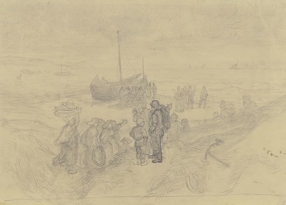 Fischer am Strand von Scheveningen (1851) Poster Print by Friedrich Karl Hausmann (18 x 24)