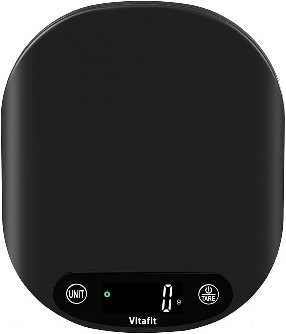 Vitafit 33lb/15kg Digital Food Scale in High Precision 0.1oz/1g, Our Own Kitchen Scale Professional Factory Since 2001, Home and Kitchen Essentials for Cooking and Baking, LED, 3*AAA Batteries, Black
