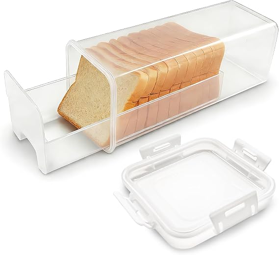 Bread Container with Drawer Tray, Plastic Bread Box with Airtight
