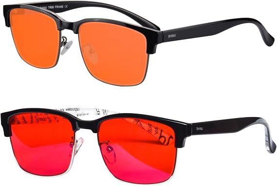 Blue Ray Glasses for Better Sleep Red Lens Glasses Anti Blue Green Light for Men Eyewear SH018
