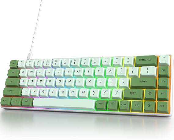 Owpkeenthy Wired 65% Percent Mechanical Gaming Keyboard Matcha Red Switch
