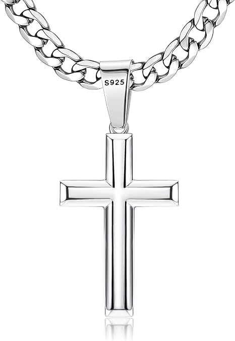 Besteel 925 Sterling Silver Cross Necklace for Men Women 16-30 Inches