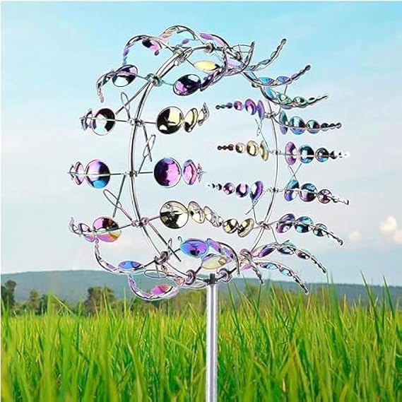 2Pcs Wind Spinners for Yard and Garden,Wind Spinners Outdoor,Magical Metal Windmill,Whimsical Wind Sculpture(2Pcs )