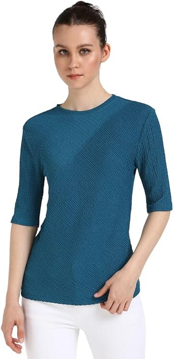 Calvin Klein Jeans Womens Textured Knit 3/4 Sleeve Top
