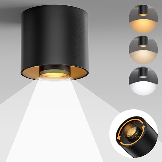 3-Color&Watt Zoomable Ceiling Spotlight Fixtures, 30W Black 1 Pack