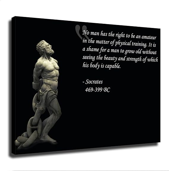 It Is A Shame for A Man To Grow Old Without Seeing The Beauty and Strength of Which His Body Is Capable.?- Socrates Poster Picture Art Print Canvas Wall Home Living Room Decor Mural Modern Classroom Kitchen Bedroom Aesthetics Decoration Boys Women Gift Unframed and Framed (08x12inch-Framed)