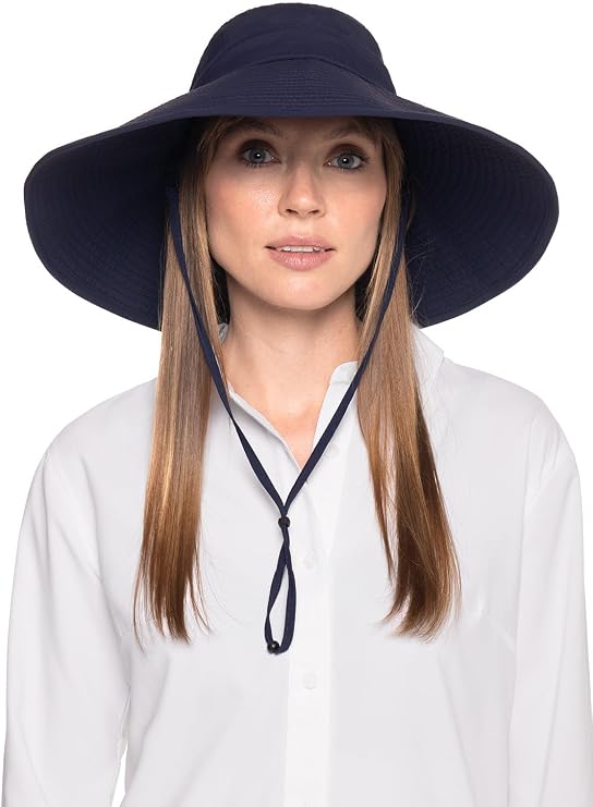 Coolibar UPF 50+ Women's CYD Travel Beach Hat - Sun Protection, Navy, One Size