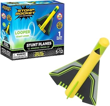 Stomp Rocket Stunt Airplane Refill, Looper Plane Launcher Toy for Kids - Airplane Toy Soars Over 100 Feet - Fun Outdoor Toys & Gift for Boys or Girls.