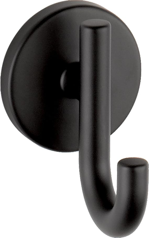 Delta Single Towel Hook for Bathroom or Kitchen| Matte Black | Trinsic Accessories