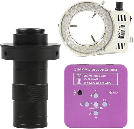 Microscopes Equipment 51MP 2K Industrial Zoom Digital Microscope Lens(with 130X Lens Light)
