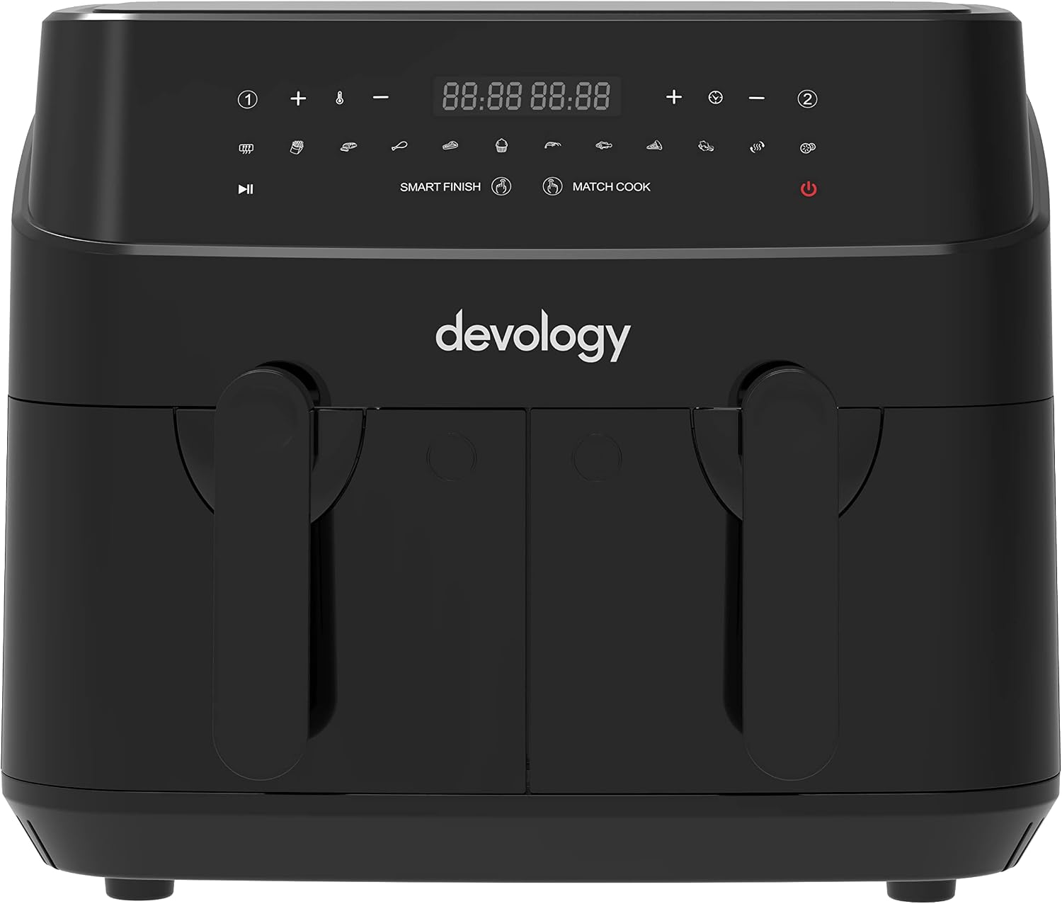 Double Air Fryer, 9L, 2x4.5L Dual Zone, Air Fryer, 50 Recipe Cookbook, 12 Cooking Programs, Digital LED Display, Two Zone Airfryer,Healthy Oil-free Fryer, Non Stick, Dishwasher Safe Appliance