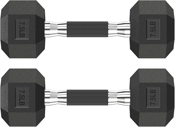 HANDBODE Rubber Encased Hex Dumbbell Pair, 2.5-65 lb