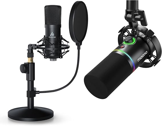 MAONO AU-A04T USB Microphone with PD200X Dynamic Microphone Bundle for Podcast, Studio, Streaming, YouTube, Recording, Vocal