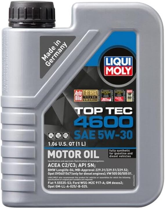 Liqui Moly Top Tec 4600 | Fully Synthetic SAE 5W-30 Motor Oil | 1 Liter | SKU: 20446 | Pack of 6