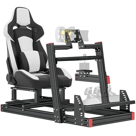 Racing Simulator Cockpit Stand, Elite Series Racing Simulator Cockpit for Logitech, Thrustmaster, Fanatec, Adjustable Steering Wheel Stand,Not Included Wheel,Pedals & Shifter