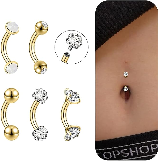 14G Small Belly Button Rings for Women 316L Stainless Steel
