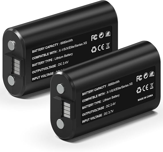 26660mWh Rechargeable Battery Pack for Xbox Series X/S & One/S/X/Elite Controllers, Overcharge/Short-Circuit Protection | Play & Charge, FCC/CE Certified (Includes 2 Battery Only)