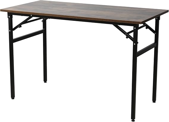 Folding Computer Desk for Small Spaces, 31.5 Inch Folding Computer Desk No Assembly Small Computer Table Space-Saving Foldable Laptop Table Writing Workstation for Home Office Brown Black