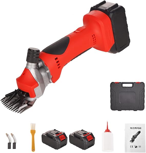 Cordless Electric Sheep Shears, Professional Camel Cattle Horse Clippers, Farm Livestock Shearing Machine, Shave Grooming Kit for Goats Thick Coat Animals, Straight Blades,9Tooth