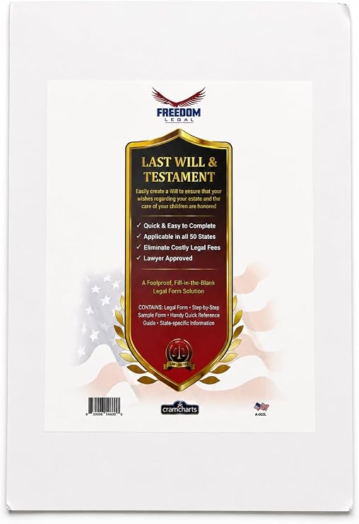 Last Will & Testament Kit DIY Legal Forms with Sample Documents Set