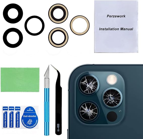 OEM Back Rear Camera Saphire Glass Lens Replacement for iPhone 12 Pro Max with pre-Installed Adhesive and Reparing Toolkit