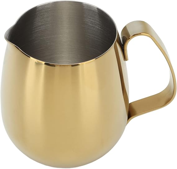 Coffee Milk Cup Stainless Steel Milk Frothing Pitcher Cappuccino Latte Art Milk Jug Cup Golden (350ml)