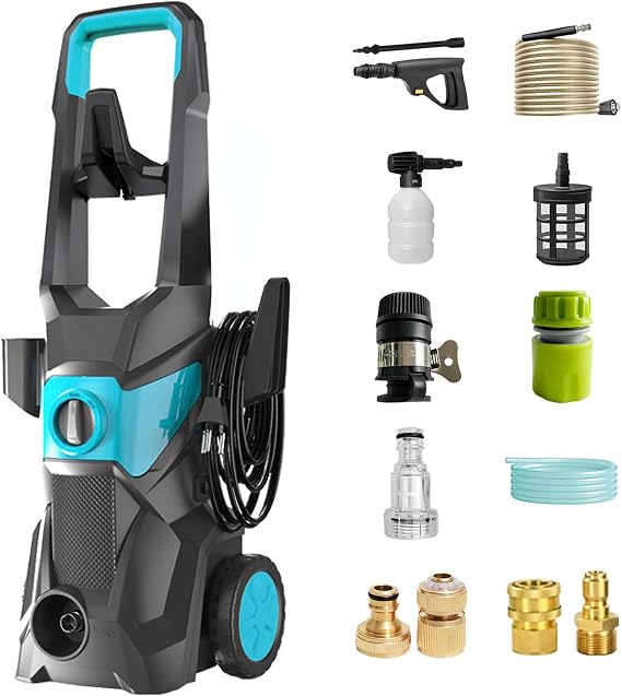 Pressure Washer 1600W 150Bar, High Pressure Jet Washer with Foam Cannon
