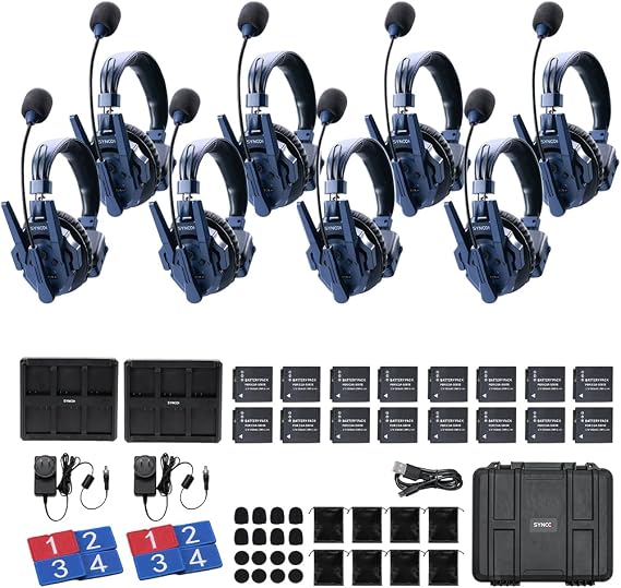 SYNCO Xtalk Master8 Wireless Intercom Headset System 2.4G Full Duplex 500m Range with ENC Noise Cancelling 15H Battery USB C for Film Production Live Events Stage Performance Master8 Eight Users