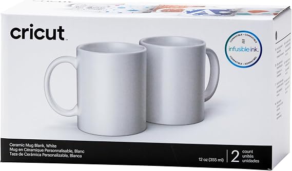 Cricut Blank Mugs White 355ml (12oz) 2 x Infusible Ink Sublimation Mugs for use Mug Press Infusible Ink 2007821