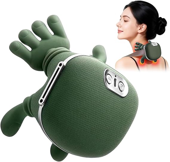Neck Massager with Heat - Deep Tissue Shiatsu Electric Neck and Shoulder Massager with Fingers, 4D Kneading Design for Pain Relief, Cordless Masajeador De Espalda Y Cuello, Portable for Travel