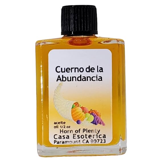 Horn of Plenty Oil (Cuerno de la Abundancia Aceite) Spiritual Anointing Oil by CASA ESOTERICA Abundance & Prosperity Spell - Draw in Wealth, Success-0.5 FL OZ (1 Pack)