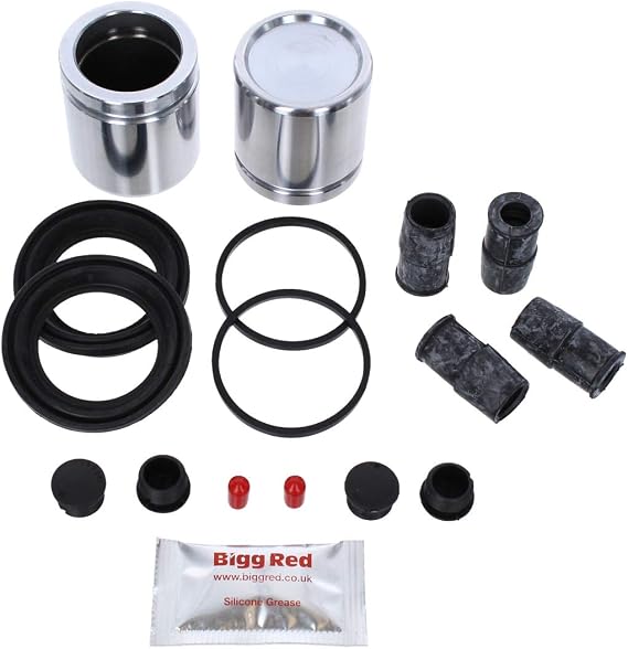 Front Brake Caliper Repair Seal Kit & Pistons - Compatible with Polo, Golf Plus, Beetle, Caddy III, Jetta, Octavia, Fabia, A2, A3, Altea, Ibiza, Leon, Toledo