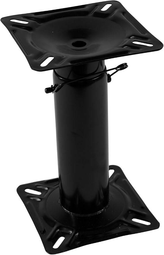 Wise 8WD1255 Adjustable Boat Seat Pedestal Adjustable Height 12" to 18", Black Powder Coated Finish