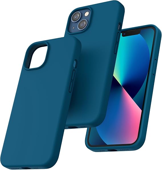 TOCOL Silicone for iPhone 13 Case 6.1-Inch, Liquid Silicone Multi-Color Slim Silky-Soft Touch Anti-Scratch Shockproof Protective Phone Cover, Midnight Blue | 5 in 1