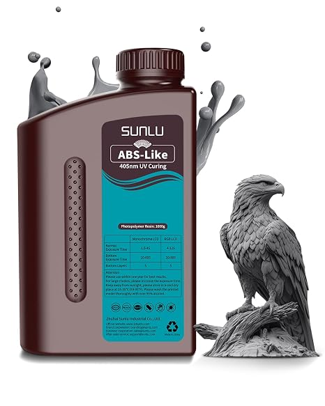 SUNLU Photopolymer 3D Printer Resin ABS-Like Fast Curing High Strength Resin 405nm LCD/DLP/MSLA for 3D Printers UV Resin High Precision Low Viscosity 1000g Dark Gray