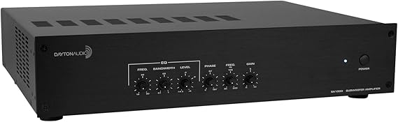 Dayton Audio SA1000 Subwoofer Amplifier, 1000-Watt Class-AB Power with Parametric EQ & Bass Controls, Rack-Mountable