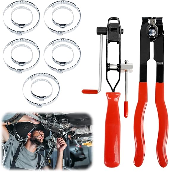12 Pcs CV Boot Clamp Pliers Set,CV Boot Expander Tool with 2 Ear Boot Tie Pliers and 10 CV Boot Clamps,CV Boot Clamp Tool for Axle Dust Cover