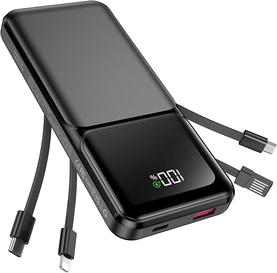 RONEGN Portable Charger with Built in Cable 20000mAh Fast Charging