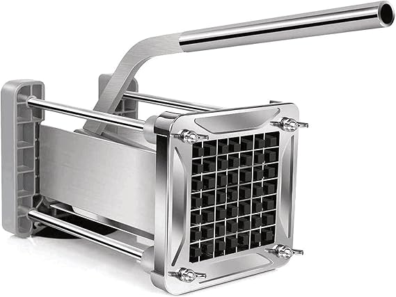 Sopito Potato Chipper Stainless Steel with 1/2'' Blade, Home Commercial Use | Anti-Slip Base, Extended Handle, Dishwasher-safe, Detachable Parts, Large Capacity for Potato Carrots Cucumbers Cutting