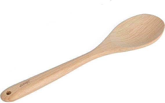 Bisetti Beechwood Cooking Spoon, 30 cm / 11.8 Inch Natural Wooden Kitchen Spoon | Made in Italy