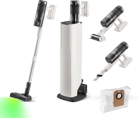 roborock H60 Hub Pro Cordless Vacuum Cleaner with Auto-Empty Dock, 170AW | Stick Vacuum for Carpets and Pet Hair, Vacuum Cleaners with 80-Min Runtime, Anti-Tangle Brush, 140 Green LED Dust Detection