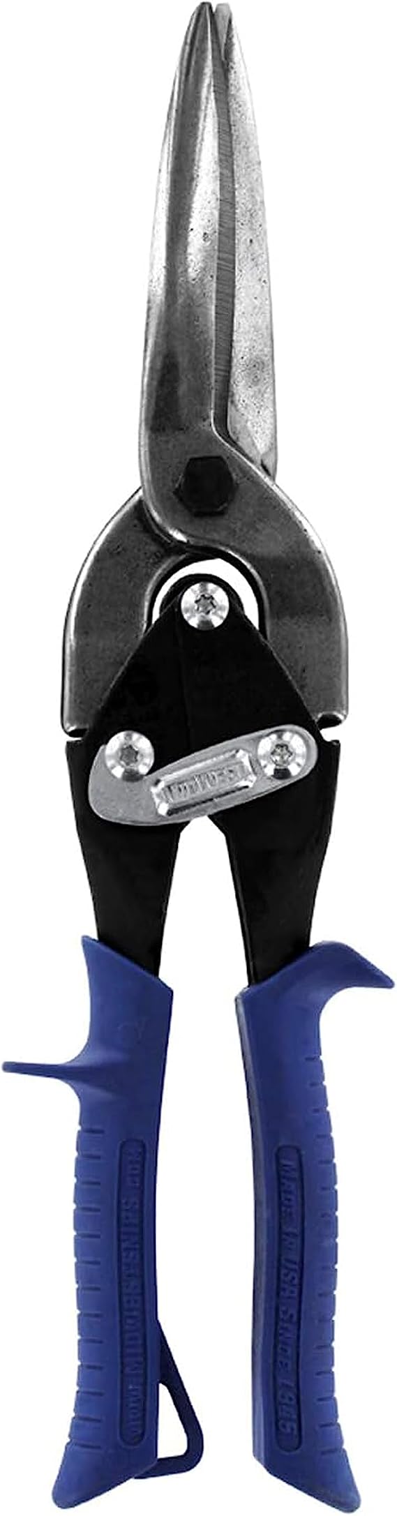 MIDWEST Power Cutter Aviation Snips, Straight Long Cut Regular | Made in USA, Tinner Shears, Glidetech Forged Blades, Pinch-Thru-Point Cuts, Kush'N-Power Grips - MWT-6716A