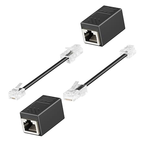 RJ45 to RJ11 Adapter, 2 Pack Female to Male Phone Jack Ethernet Converter