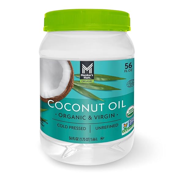 Member Mark Organic Virgin Coconut Oil, Cold Pressed, Unrefined, 56 FL OZ