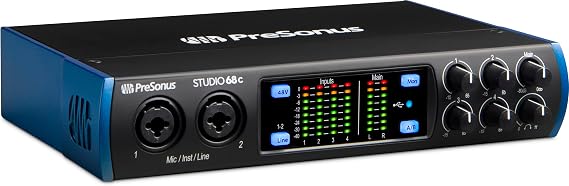 PreSonus Studio 68c 6x6, 192 kHz, USB-C Audio Interface, 4 Mic Pres-4 Line Outs