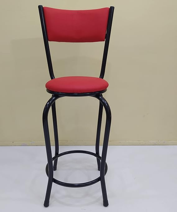 Sandalye 12762 BAR Tipi Yüksek Model 4ad KIRMIZI Suni deri döşem Metal Siyah
