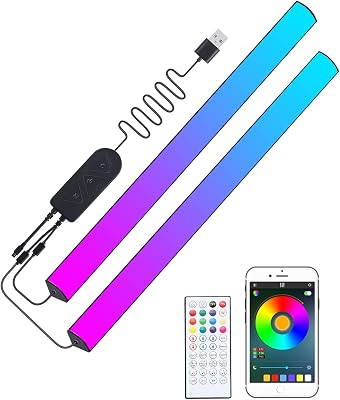 RGB Light Bar, 2 Pack Gaming Lights Color Changing USB Light Bar for PC, Under Monitor LED Lights for Gaming Setup, 30LEDs Tuya APP Control Keyboard Light